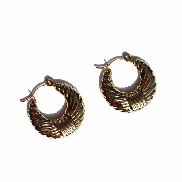 Steel Me Yellow Gold Bow Hoops