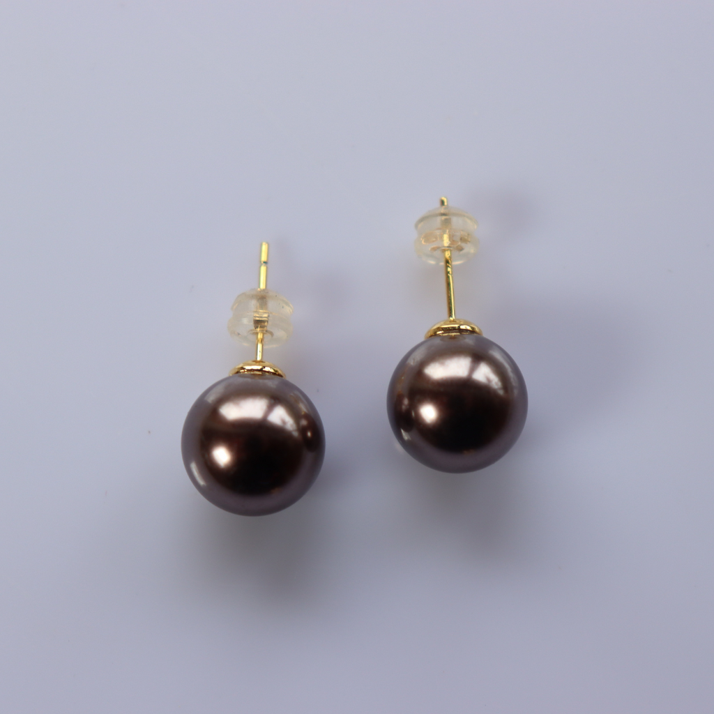 Perle Large Mocha Pearl Studs