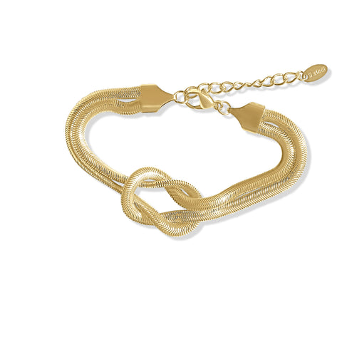 Steel Me Yellow Gold Double Twist Snake Chain Bracelet