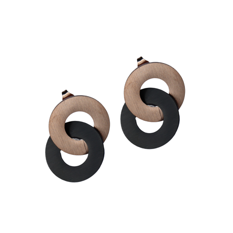Circula Rose Gold & Black Stud Earrings