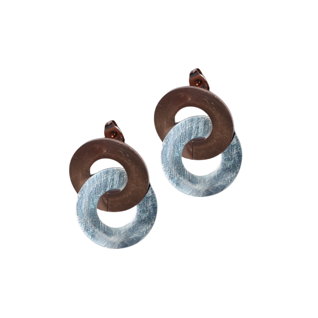 Circula Rose Gold & Silver Stud Earrings