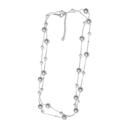 Perle Long Silver Pearl Necklace