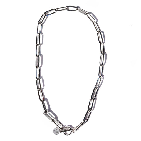 Steel Me Silver Wide Link Paperclip Chain Necklace