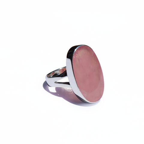 rose quartz and sterling silver ring, bold and beautiful ring, oval rose quartz, rose quartz jewellery, rose quartz, new zealand designed jewellery, fabulous jewellery, local business, family business, oval rose quartz ring for women, jewellery for women, womens jewellery