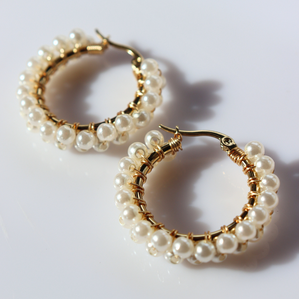Steel Me Pearl Weave Earrings
