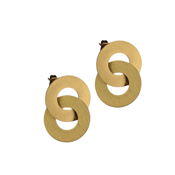 Circula Yellow Gold Stud Earrings