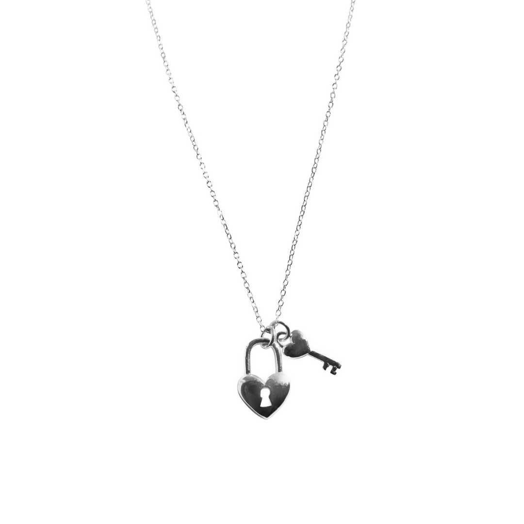 The Heart Series Silver Heart Lock & Key Necklace - Fabuleux Vous Jewellery