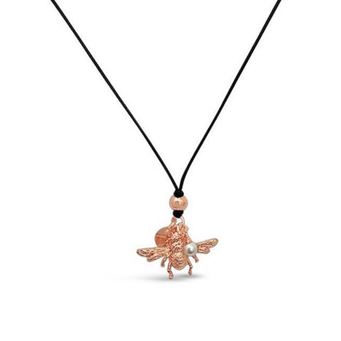 rose gold, rose gold jewellery, rose gold necklace, rose gold bee jeweller, bee, bees, bee jewellery, save the bees, stainless steel, pearl, necklace, jewellery, nz jewellery, designer jewellery, designed in nz, well made, high quality jewellery, local jewellery, shop local, fashion jewellery, fashion