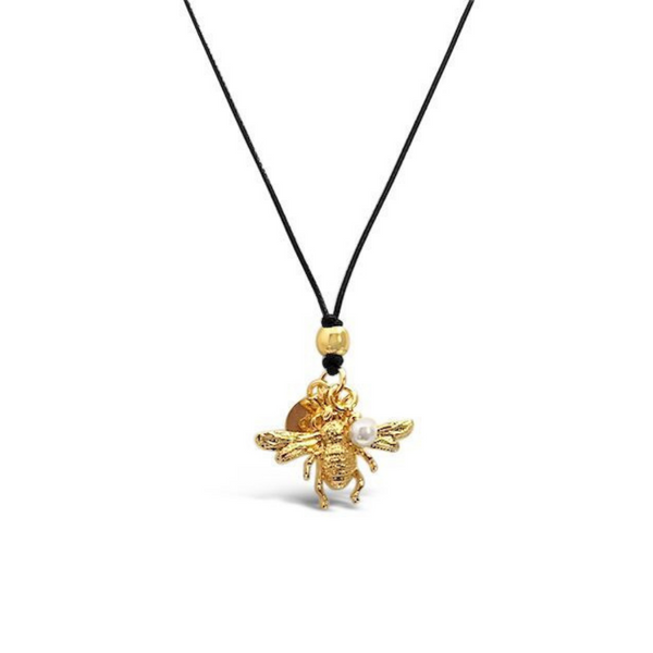 yellow gold, yellow gold jewellery, yellow gold necklace, yellow gold earrings, earrings, bee necklace, bee earrings, bee, bees, bee jewellery, save the bees, stainless steel, pearl, necklace, jewellery, nz jewellery, designer jewellery, designed in nz, well made, high quality jewellery, local jewellery, shop local, fashion jewellery, fashion