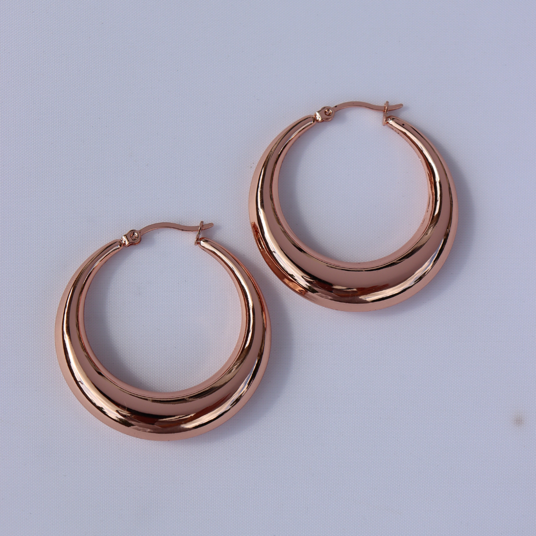 FV Rose Gold 40mm Hollow Hoop Earrings Fabuleux Vous Jewellery