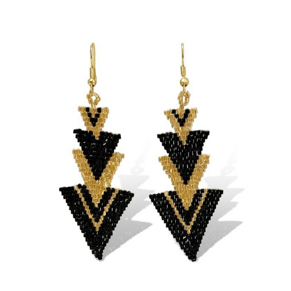 Womens jewellery, nz jewellery, nz designer, shop local, high quality jewellery, beaded jewellery, colourful jewellery, fashion, fashion jewellery, jewellery, jewelry,  black, yellow gold, earrings, black earrings, yellow gold earrings, black jewellery, yellow gold jewellery