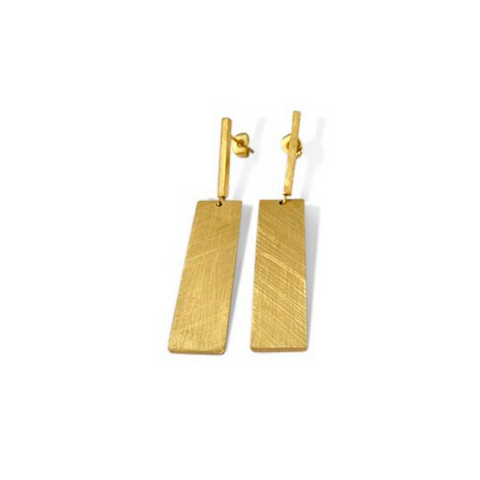 Carre Yellow Gold Rectangle Earrings
