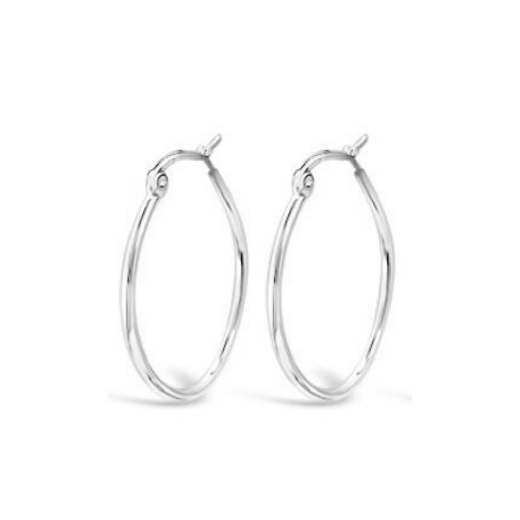 Jewelry, women owned, nz business, shop local, nz jewellery, designed in nz, nz designer, designer jewellery, well made, high quality jewellery, fashion, fashion jewellery, shop local, female owned, hoops, FV hoops, hoop earrings, classic hoops, womens jewellery, gifts for her, gift, present, mothers day, silver oval hoops, oval, oval hoops, silver jewellery 