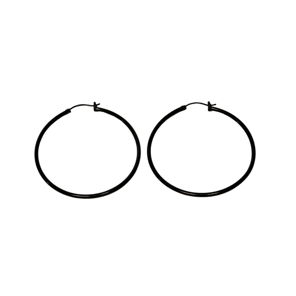 FV Black 40mm Hoop Earrings