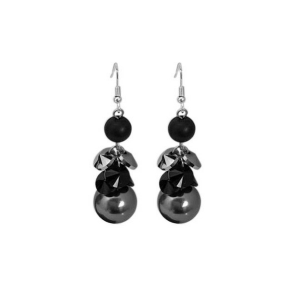 Perle Black Hook Earrings