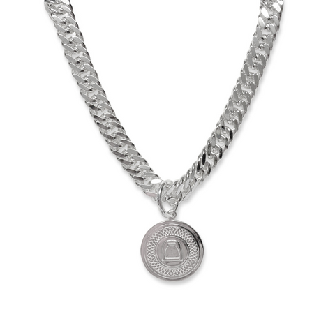 Breeze Curb Chain Necklace with Large Stirrup Medallion