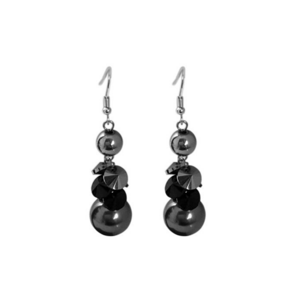 Perle Silver and Black Hook Earrings
