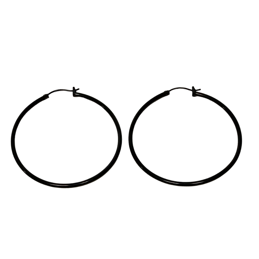 FV Black 50mm Hoop Earrings