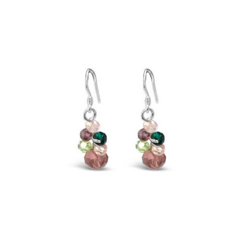 Areeya Pink & Green Crystal Bead Earrings