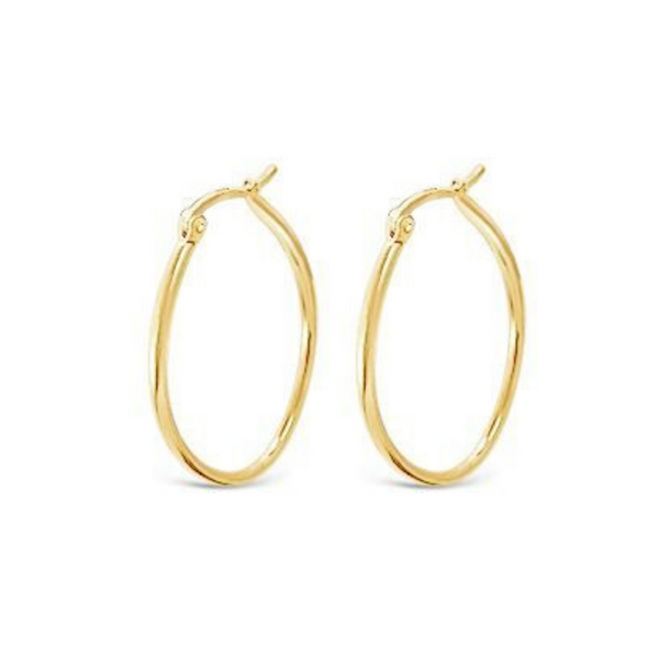 Jewelry, women owned, nz business, shop local, nz jewellery, designed in nz, nz designer, designer jewellery, well made, high quality jewellery, fashion, fashion jewellery, shop local, female owned, hoops, FV hoops, hoop earrings, classic hoops, womens jewellery, gifts for her, gift, present, mothers day, yellow gold, oval hoop earrings, oval, yellow gold hoops, yellow gold jewellery