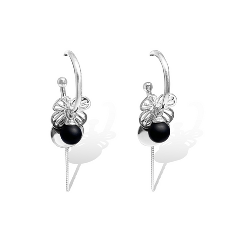 La Pierre Complete Black Agate Earrings
