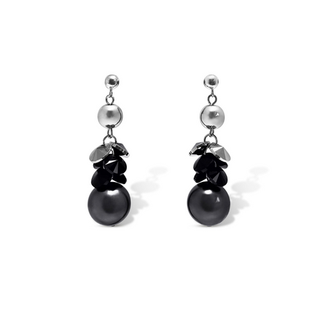 Perle Black & Silver Earrings