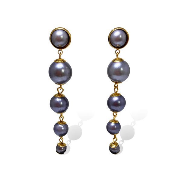 Perle Silver & Yellow Gold Long Earrings