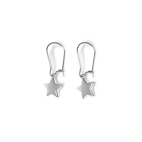 Steel Me Small Silver Star Earrings