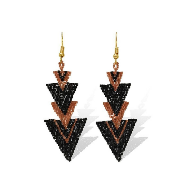Womens jewellery, nz jewellery, nz designer, shop local, high quality jewellery, beaded jewellery, colourful jewellery, fashion, fashion jewellery, jewellery, jewelry, black, rose gold, black earrings, rose gold earrings, black and rose gold earrings, earrings, fashion earrings