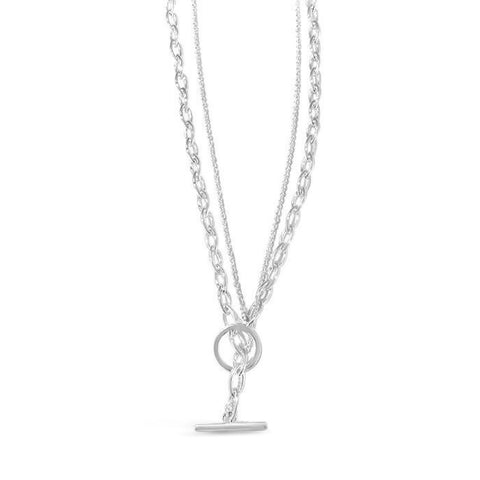 double chain sterling silver fob style necklace, double chain, fob, necklace, sterling silver, chain neklace, classic necklace, simple, silver jewellery, neckalce, silver necklace, sterling silver fob chain necklace, nz jewellery, nz designer, designed in nz, high quality, gift for her, nz business, beautiful jewellery for women, free shipping, jewellery for her. free gift wrapping, nz designer