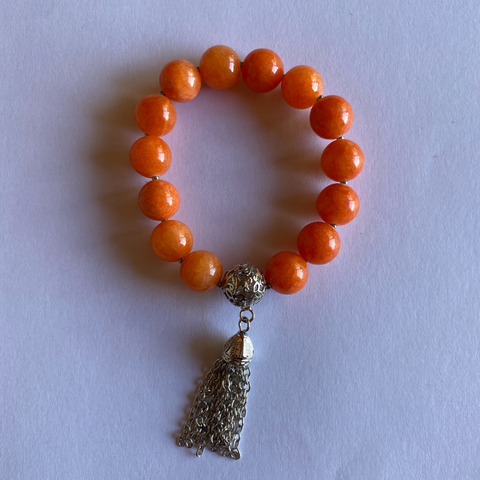 Colours of Fabulous Celosia Orange Tassel Bracelet