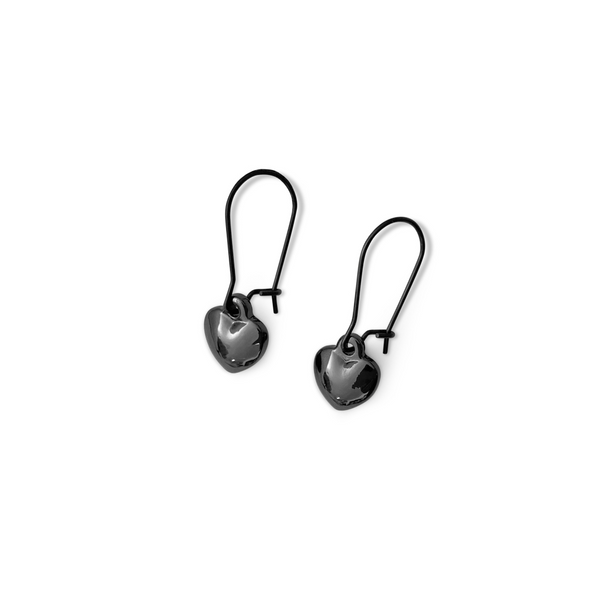 Steel Me Small Black Heart Earrings