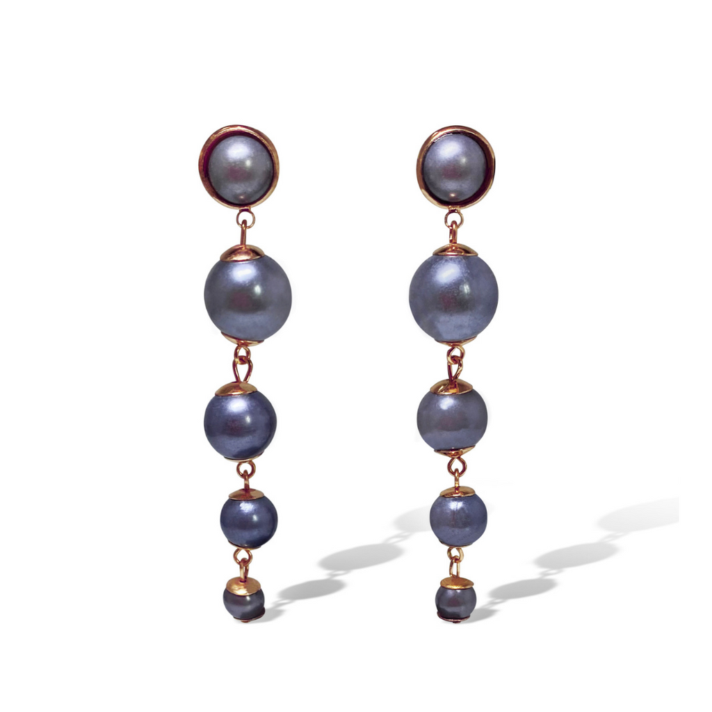 Perle Silver & Rose Gold Long Earrings