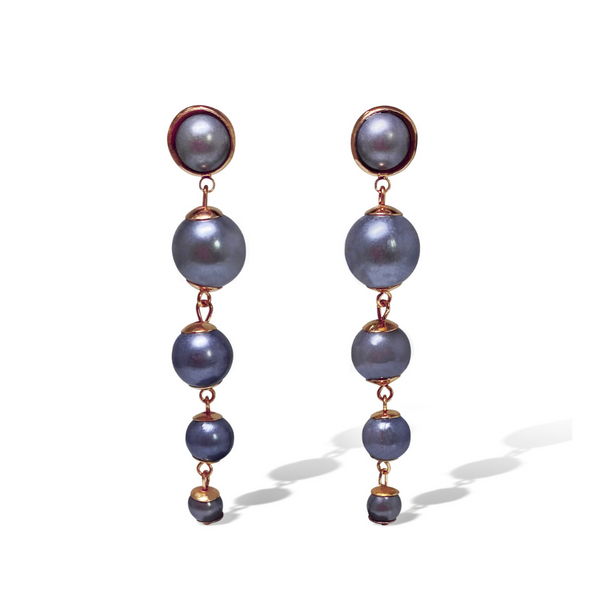 Perle Silver & Rose Gold Long Earrings