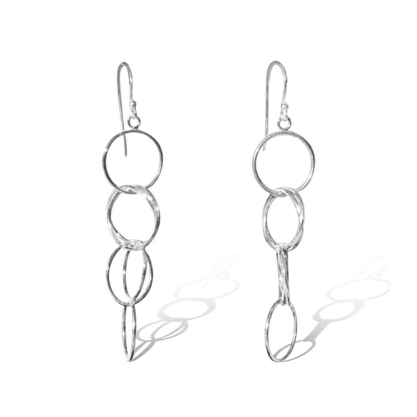 sterling silver chain ring earrings, earrings, sterling silver jewellery, womens jewellery, silver jewellery, nz jewellery, designer jewellery, hook earrings, everyday earrings, gifts for her, gifts for women, fabulous womens jewellery, unique designs, statement earrings, simple earrings, beautiful earrings, beautiful jewellery