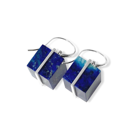 lapis stone, blue lapis, lapis earrings, sterling silver and lapis earrings, precious stones, sterling silver earrings, earrings, womens jewellery, nz jewellery, designer jewellery, well made jewellery, local jewellery, local business, female owned business, auckland designer, auckland business