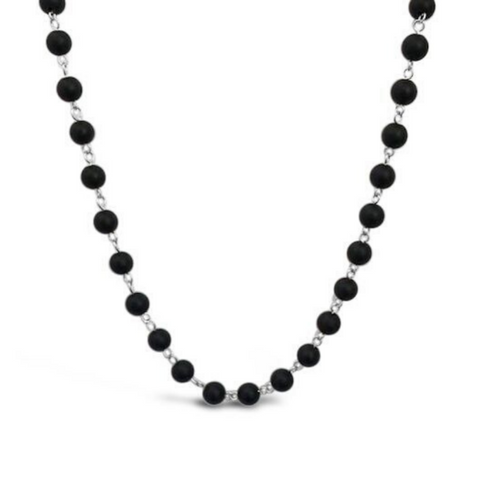 La Pierre Black Agate Chain Necklace