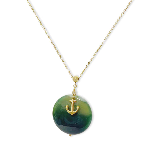 La Roche Gold Green Agate Necklace