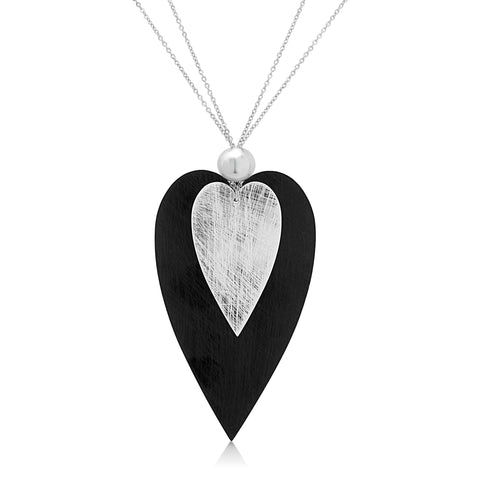 heart necklace, nz jewellery, nz designer, nz designed, high quality, black heart, silver heart