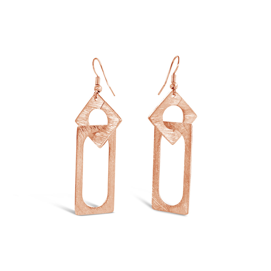 carre, earrings, fashion earrings, fashion, fashion jewellery, high quality, well made, nz jewellery, designer jewellery, designed in NZ, shop local, gift, gifts for her, anniversary, high quality jewellery, rose gold, rose gold jewellery, rose gold earrings, light weight, bright, summer earrings, easy to wear earrings