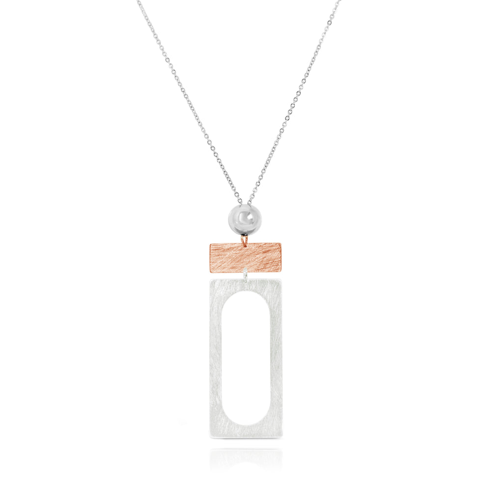 Carre Rose Gold & Silver Necklace W/S