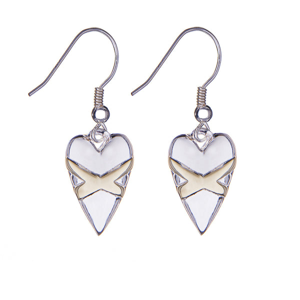 Cross My Heart Yellow Gold Earrings