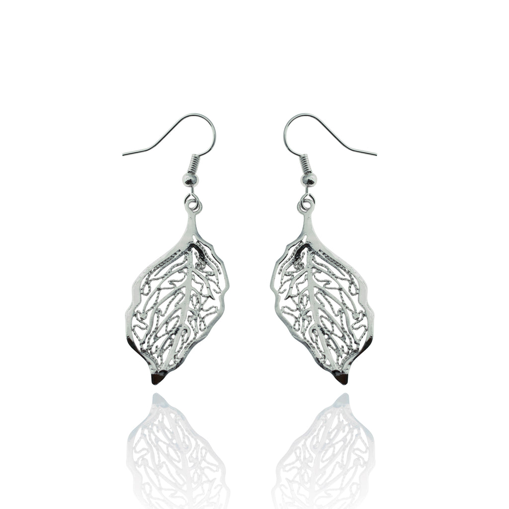 Jewellery, jewelry, designed in nz, nz designer, shop local, women owned business, high quality jewellery, changing seasons, leaf, leaves, fashion jewellery, fashion, well made, everyday wear, light weight jewellery, gifts, gift for her, jewellery for women, anniversary gift, stencil earrings, silver earrings, silver leaf, small earrings, earrings, leaf jewellery 