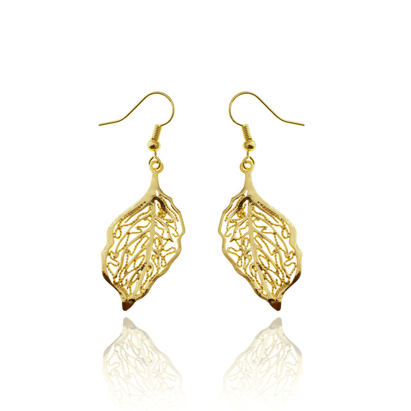 Jewellery, jewelry, designed in nz, nz designer, shop local, women owned business, high quality jewellery, changing seasons, leaf, leaves, fashion jewellery, fashion, well made, everyday wear, light weight jewellery, gifts, gift for her, jewellery for women, anniversary gift, yellow gold, yellow gold earrings, yellow gold jewellery, stencil earrings, leaf earrings