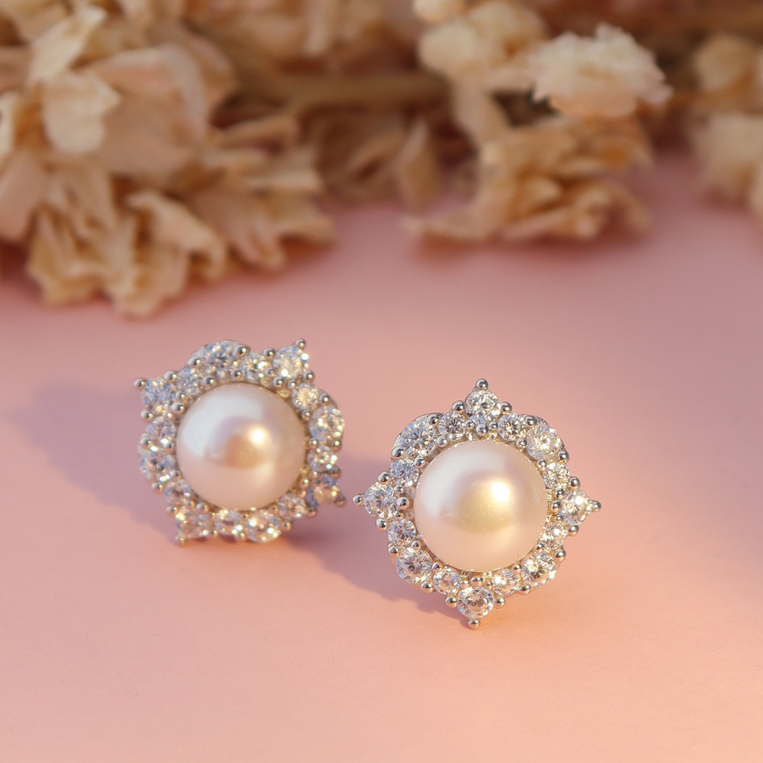 Button pearl 2025 earrings stud