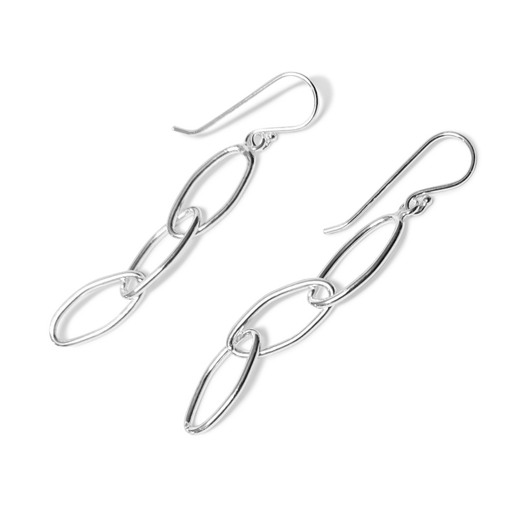 sterling silver link chain earrings, sterling silver earrings, earrings, strong style earrings, beautiful earrings, nz designer, jewellery essentials, sterling silver, 21st jewellery, womens jewellery, womens wear, designer jewellery, basic jewellery, jewellery for everyday wear, jewellery for her, womens gifts, gifts for women