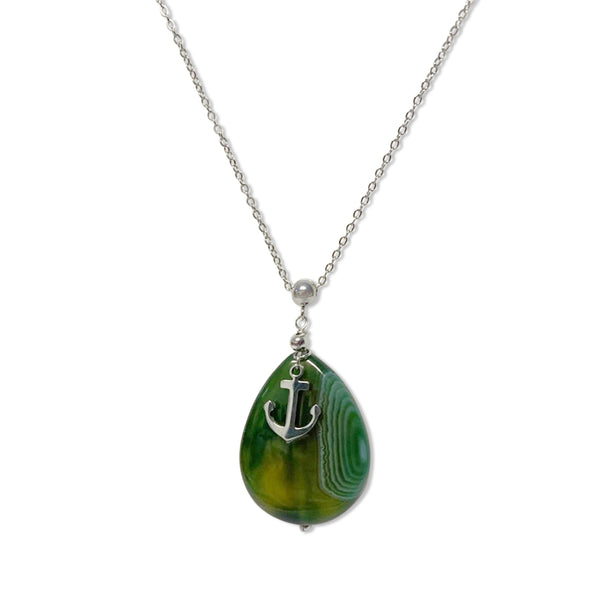 La Roche Silver Green Agate Necklace