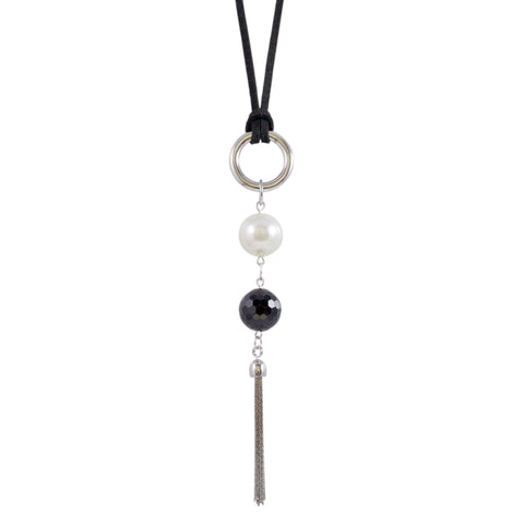 Hooplah Pearl Bead Tassel Necklace