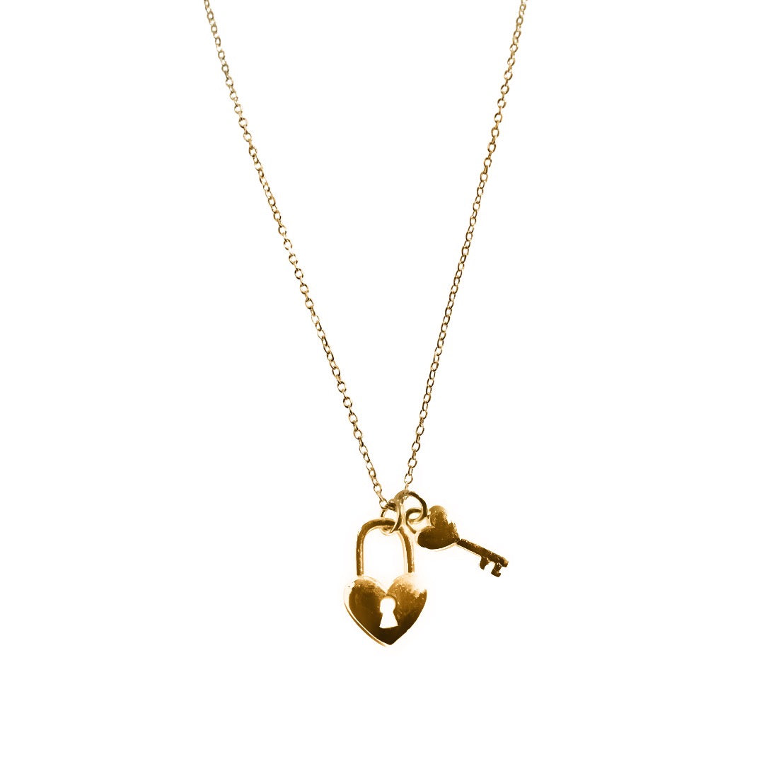 Mini Heart Lock Necklace | Love Heart Padlock | 9k Gold - Sit & Wonder