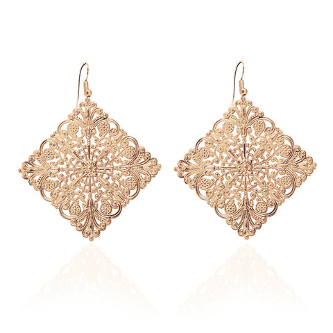 Lacey Large Diamond Yellow Gold Earrings